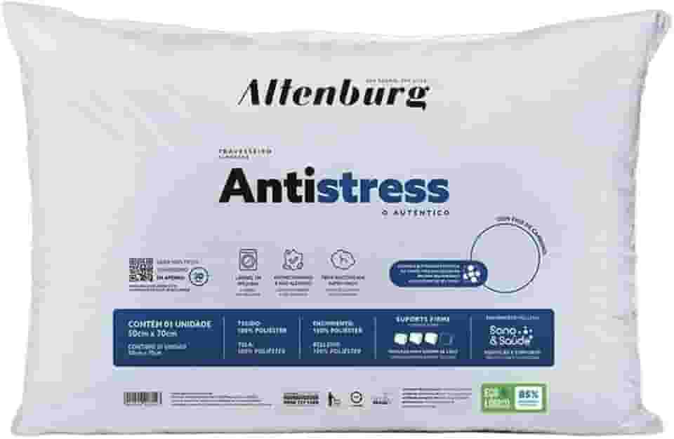 Altenburg Travesseiro Antistress, 50 x 70 cm, Branco, Suporte Médio, Fios de Carbono