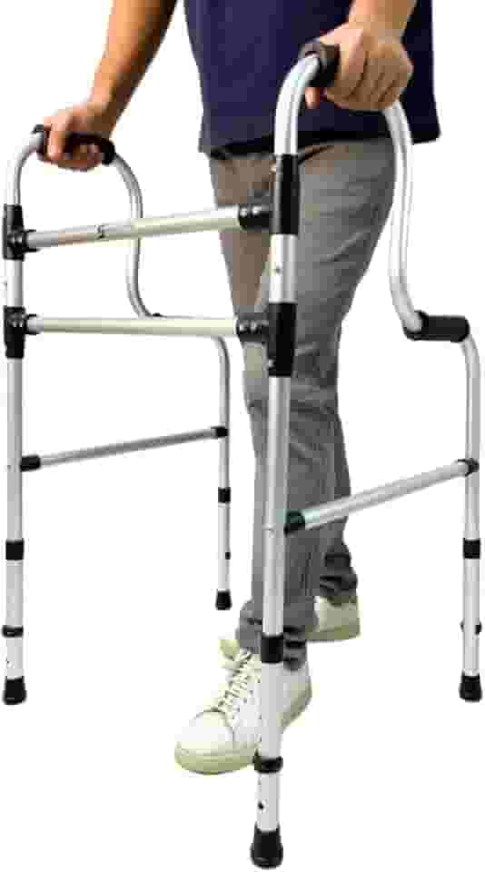 Andador Idoso 2 Níveis Alumínio Resistente 130 Kg, Altura Regulável, Fixo e Articulado