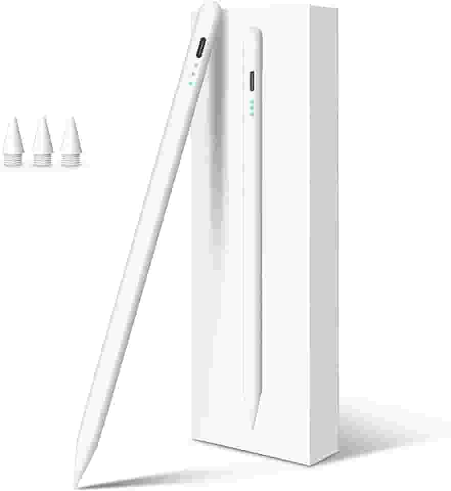 Caneta stylus para iPad 10ª geração, carga rápida em 13 minutos, com rejeição de palma, sensível a inclinação, compatível com iPad 6/7/8/9/10/11, Pro 11”/12,9”/ M4, Air 3/4/5/M2/M3, Mini 5/6