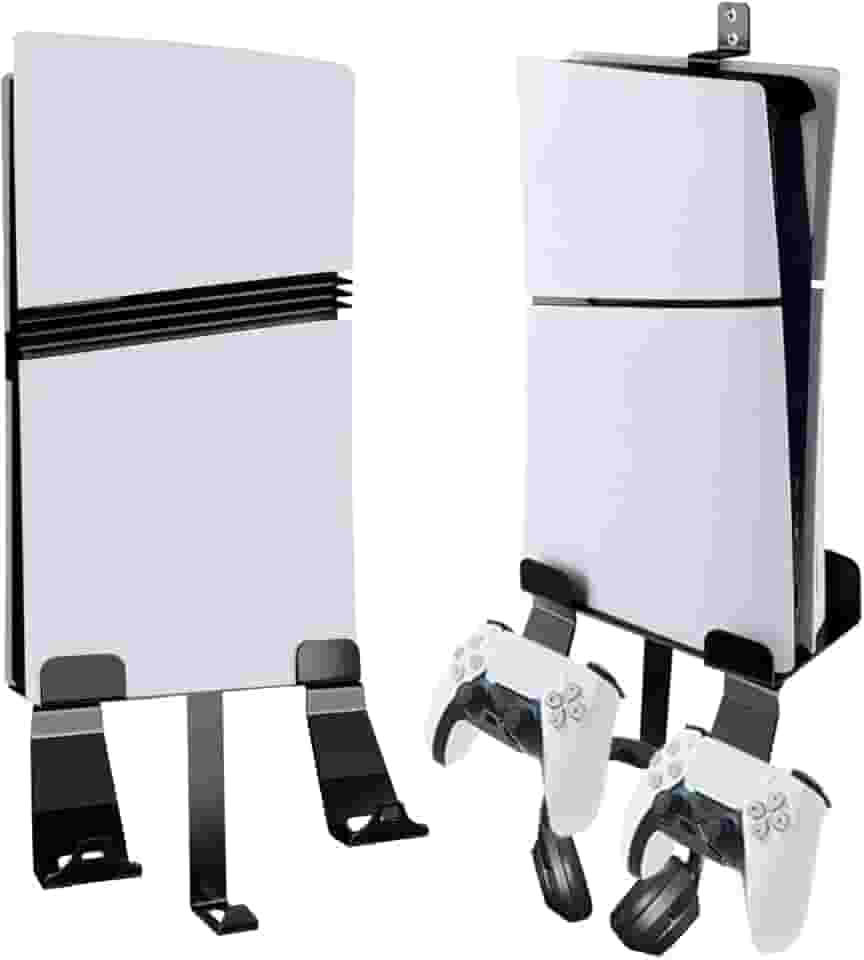 Suporte de parede de metal para PS5/PS5 Slim/PS5 Pro, kit de suporte de parede atrás da TV compatível com PS5/PS5 Slim Disc e console de edição digital (preto)