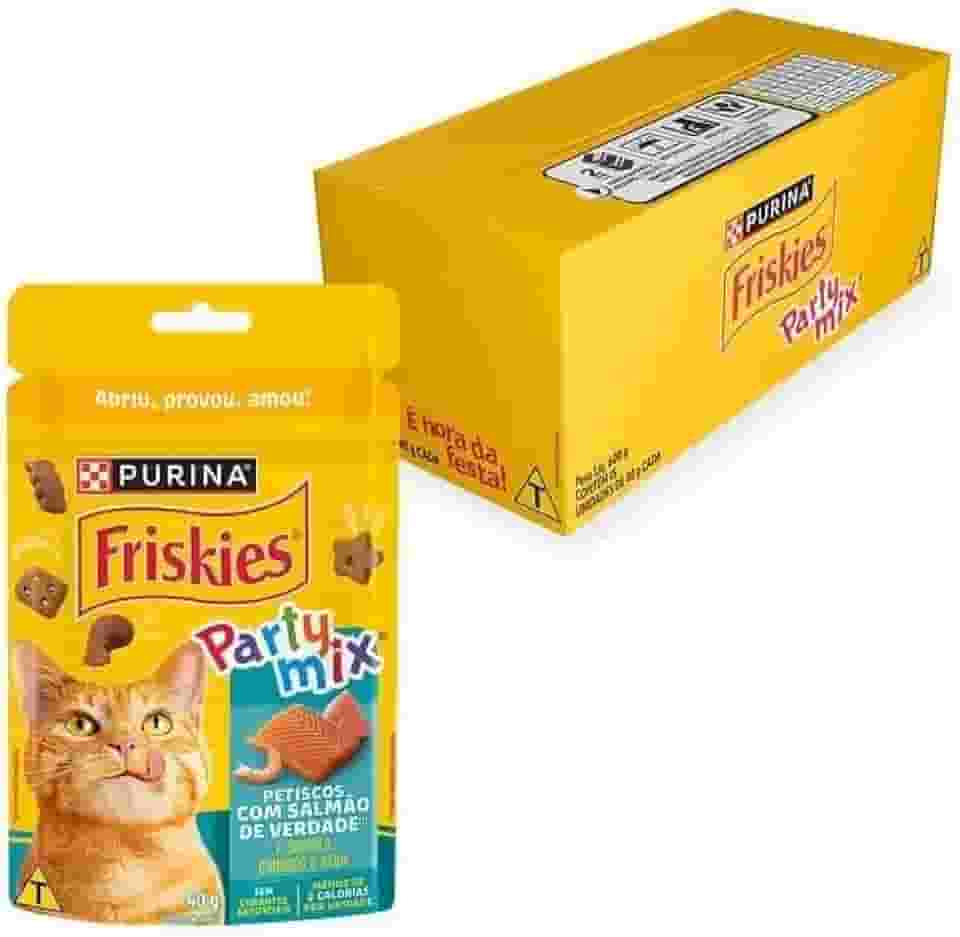 FRISKIES® PARTY MIX Petisco para Gatos Adultos Camarão, Salmão e Atum 40g - Display 15 Unidades