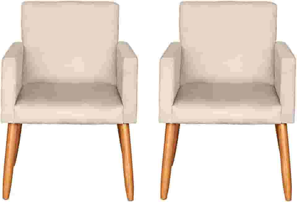 Kit 2 Poltronas Cadeira Decorativa para Sala de estar Cadeiras para Recepção Manicure Escritório Sala De Espera (BEGE)
