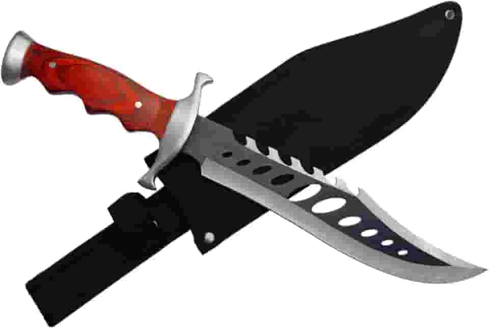 Faca Facão Rambo Militar Tático Muito Afiado Camping Caça Pesca Bushcraft Serrilhado Aço 440