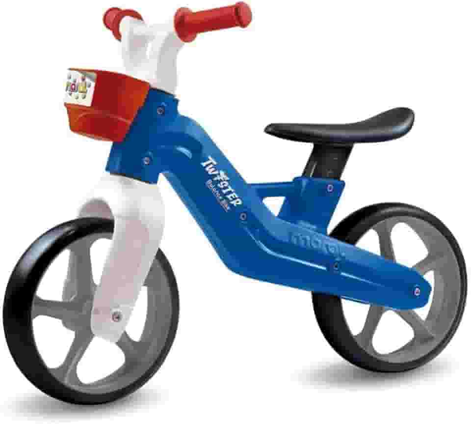 Bicicleta Infantil sem Pedal, Azul, com Punhos de Borracha, Banco Ajustável, Porta Objetos Removível, para Crianças +18 Meses, Suporta até 25kg