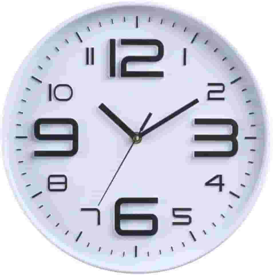Relógio de Parede Minimalista Moderno Cozinha Quarto Sala Escritório 25cm x 4cm Decoração de Parede Organização Enfeites Utilidades Domésticas (BRANCO E PRETO)