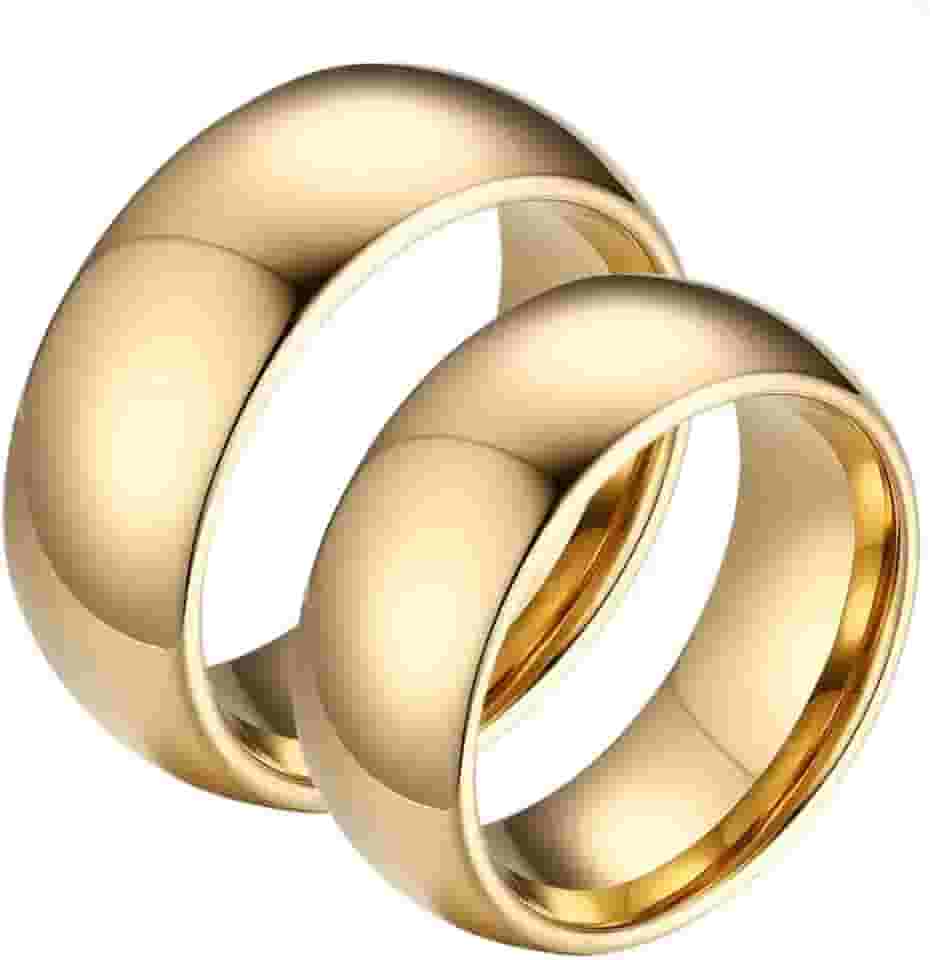 Par de Alianças Casamento 8mm Tradicionais Banhado a Ouro 18k Noivado, Casal, Aliança Ouro