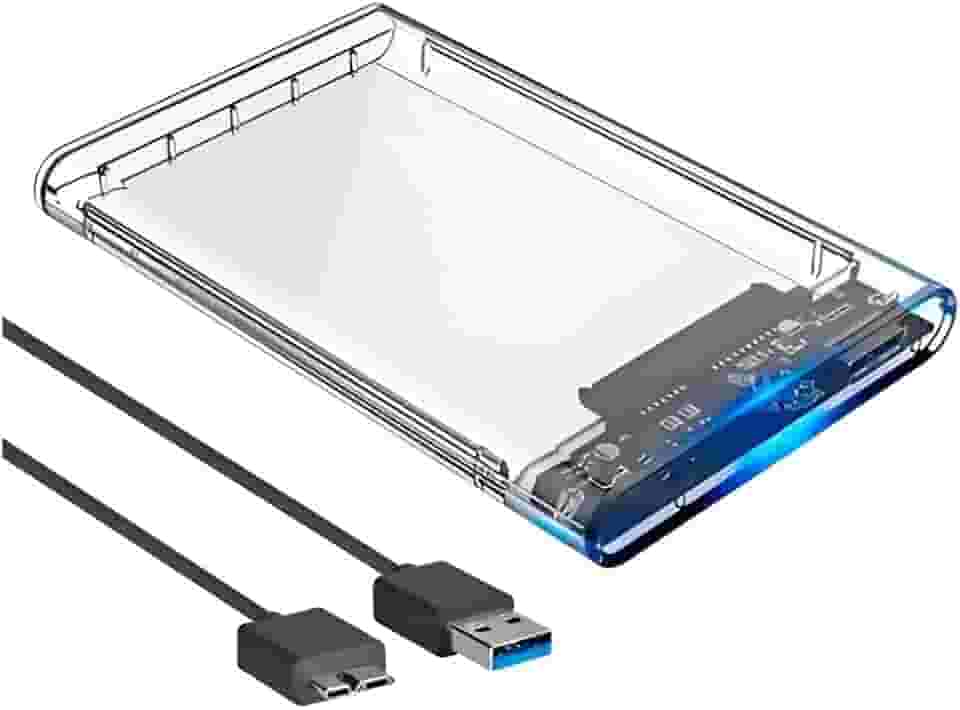 Case Para HD Externo Transparente Compacto SSD e HD Até 5TB Alta Velocidade Conexão USB 3.0 Sata 2,5 Premium