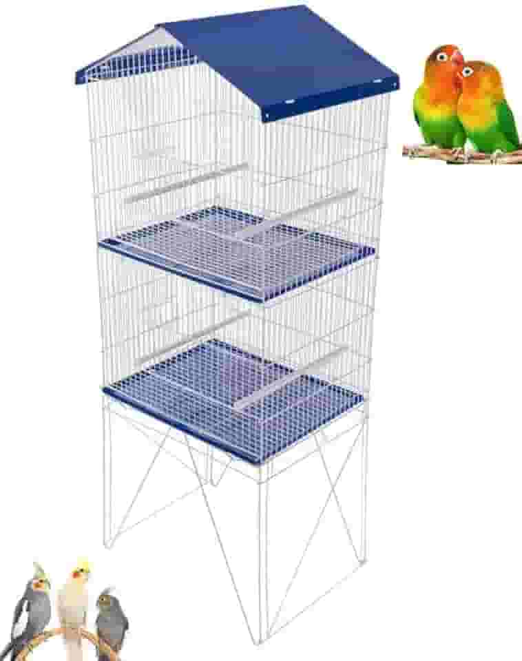 Viveiro 2 Andares Para Calopsita Gaiola Com Divisória Duplo Desmontável Azul