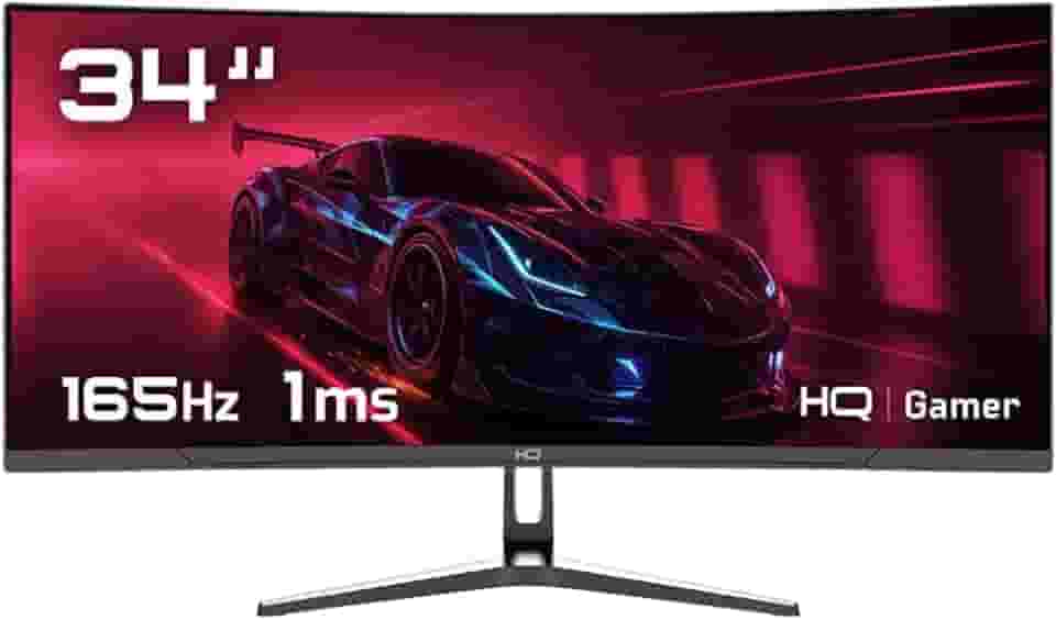 Monitor Gamer 34" Curvo 1ms, 165Hz, UltraWide (QHD) - 3440x1440 AMD FreeSync, HDMI, DP, HQ Premium HQ34C16 Bivolt