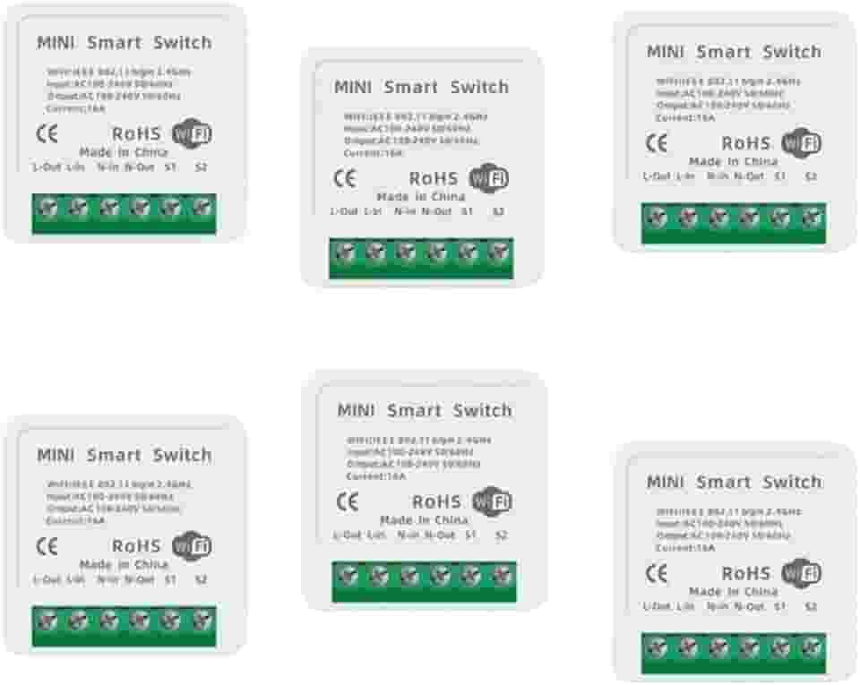 Kit 6 Mini Interruptor Inteligente Smart Switch 16A Wifi Automação Alexa Google