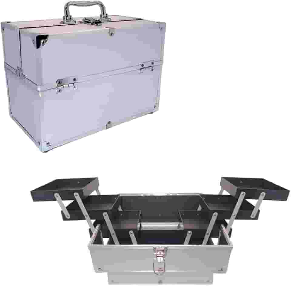 Maleta Para Maquiagem Porta Joias Bijuterias e Acessórios (PRATA)