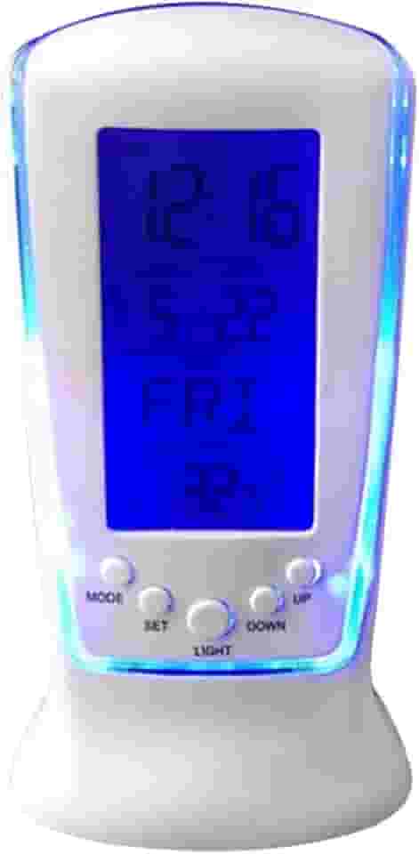 Tomshin Relógio de calendário Relógio digital de LED Relógio de mesa Temperatura ao lado da cama Iluminação musical Relógio despertador multifuncional preguiçoso com tela de LED Relógio eletrônico