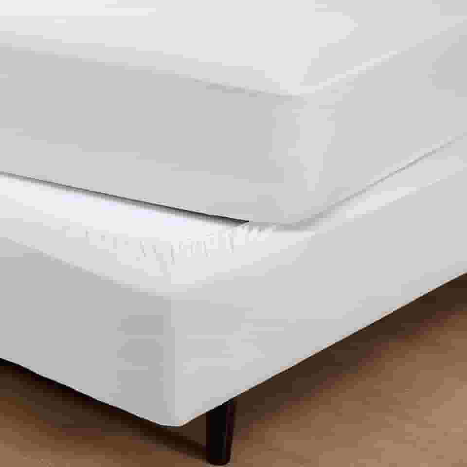 Saia Fit Box Queen Size com Elástico 100% Algodão Branco