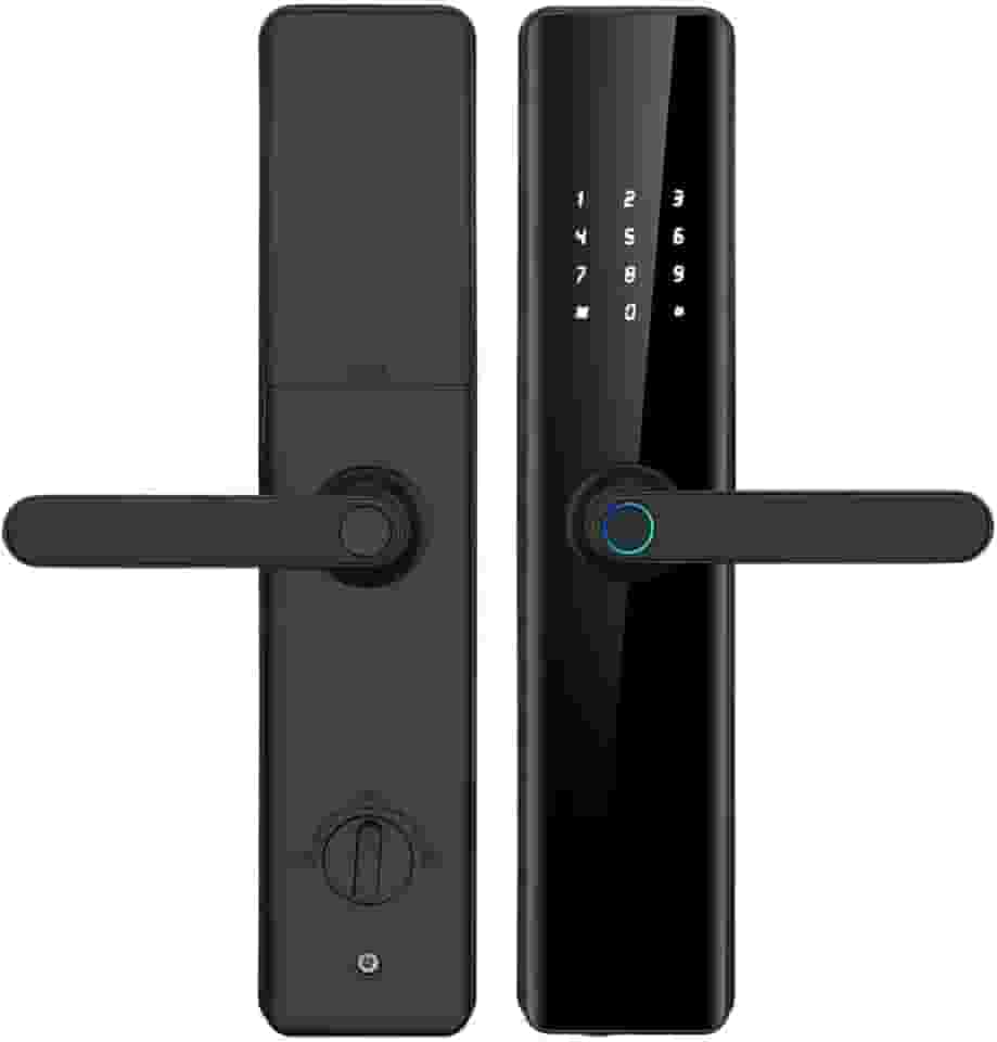 Fechadura Eletronica Digital 4 maneiras de desbloqueio Com Biometria Senha Tuya Wi-fi Cor Preta