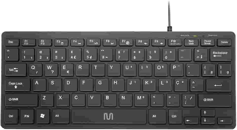 Teclado Com Fio Mini Multimídia Conexão USB Cabo de 150cm Teclas Chocolate Preto - TC154