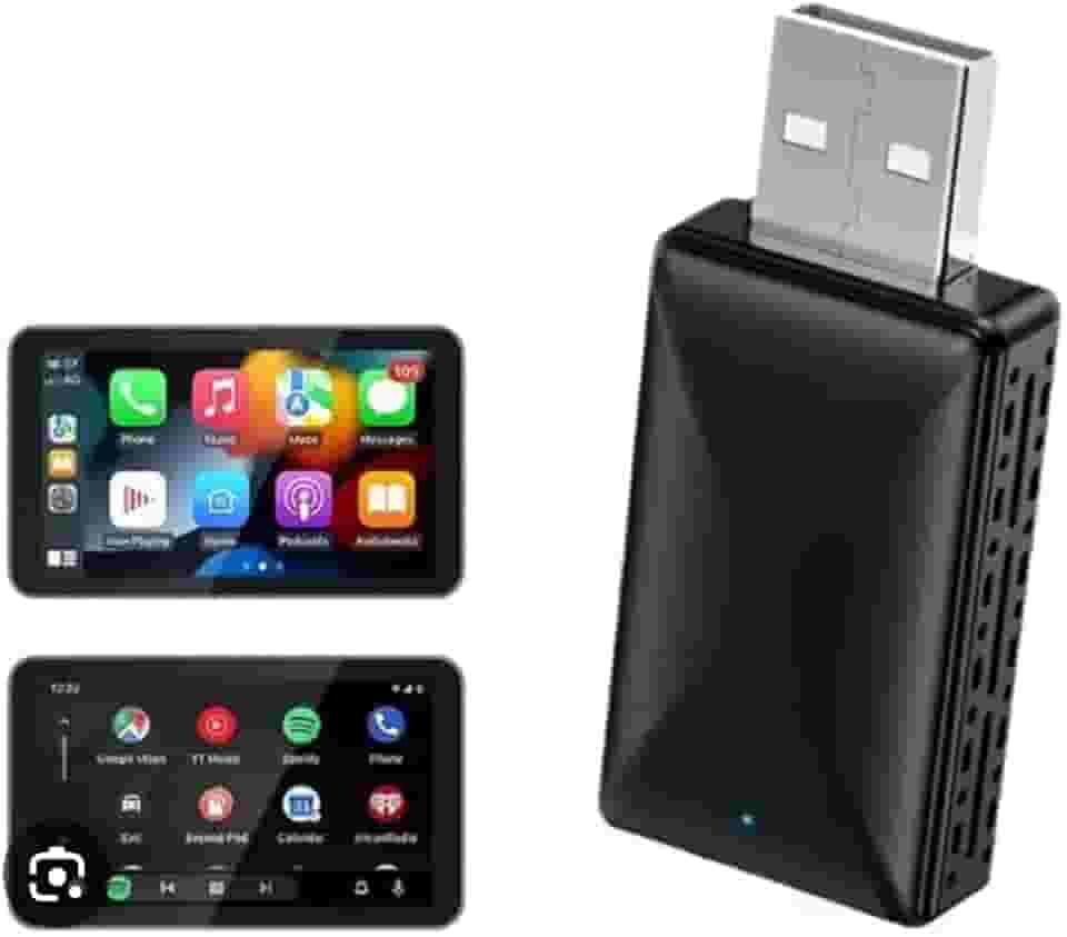 Adaptador Android Auto e CarPlay Sem Fio, Conversor de Conexão Wireless, Compatível com iPhone e Android