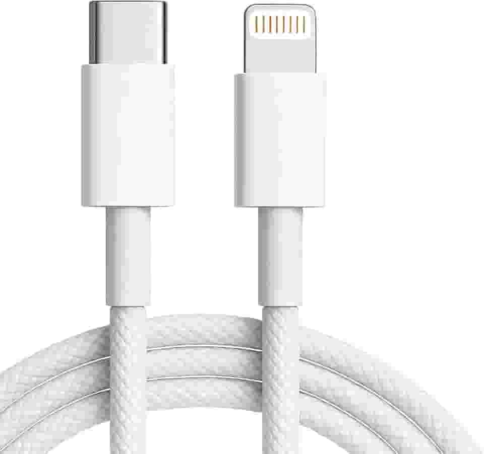 Cabo Carregador Turbo Trançado De Nylon Branco Compatível com iPhone 14/13/12/11/XR/XS/8/7/SE/XR Certificado Premium