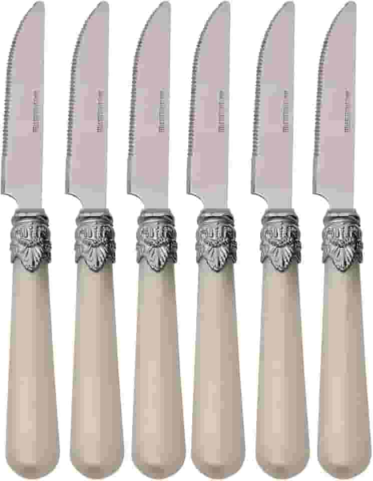 Mimo Style Faca de Churrasco Romântico, Aço Inoxidável e Cabo Polipropileno. Tem o Estilo Vintage e Elegante Para Completar Sua Mesa. Ideal para Todas as Ocasiões. Livre de BPA, Resistente e Durável