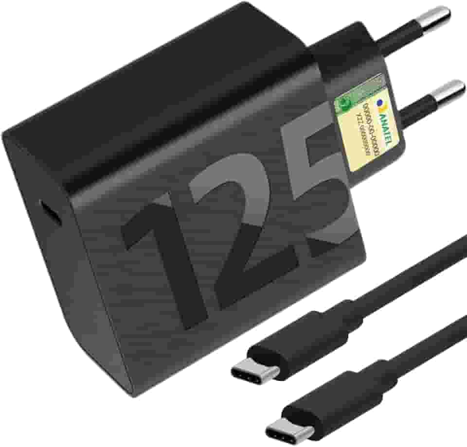 Carregador Super Turbo 125W USBC: Tipo-C 125W. Compatível com iPhones, Motorola, Xiaomi, Samsung e mais. Cabo USB-C. Ultra rápido Premium