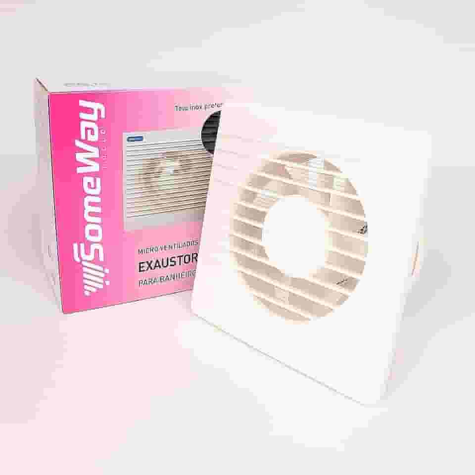 Exaustor Residencial Para Banheiro Cozinha Duto 6" Bivolt Potência De 18W Silencioso 15cm Com Tela Anti-Inseto