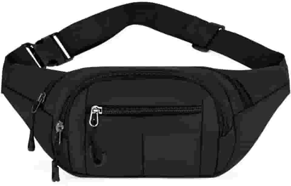 Pochete Masculina Motociclista Impermeável, Grande Capacidade, Uso na Transversal no Ombro ou na Cintura, Alça Tiracolo Ajustável, Múltiplos Bolsos, Bolsa Esportiva (PRETO)