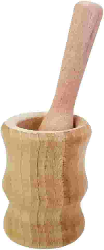 Pilão de Madeira Clara para Amassar Temperos e Caipirinha