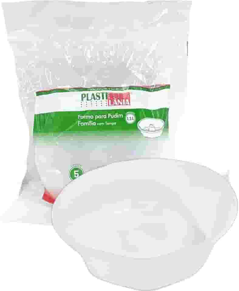 Forma Pudim Grande Família Com Tampa Forneável 1.100ml 5un