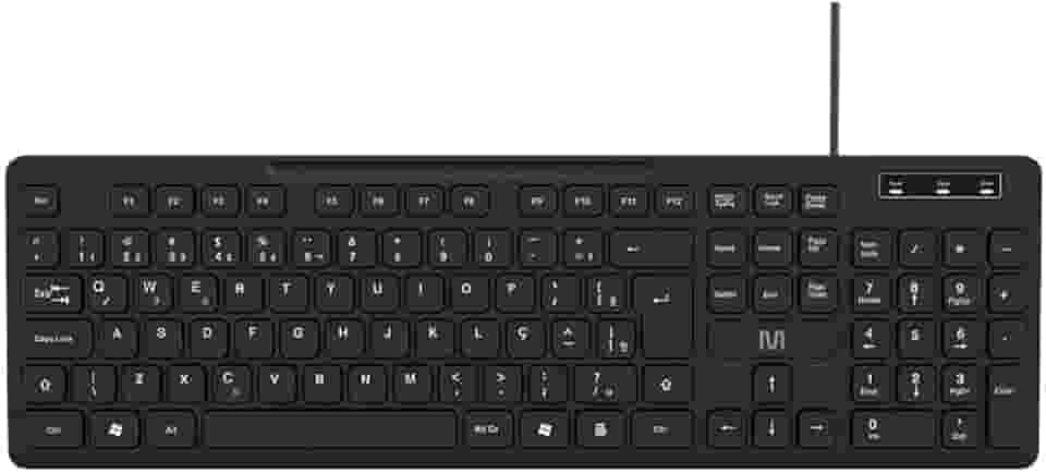 Teclado com Fio Multi USB com 3 Níveis de Ajuste de Altura, Teclas Silenciosas e LEDs Indicadores – Preto TC144