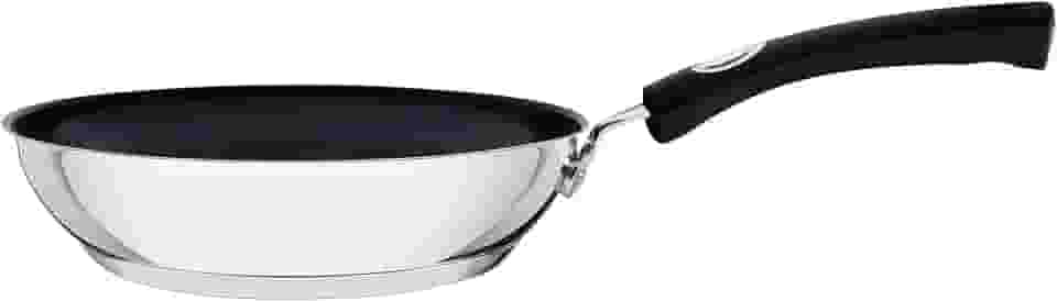 Frigideira Tramontina Solar Silicone Rasa em Aço Inox Fundo Triplo Revestimento Interno Antiaderente com Cabo de Silicone 20 cm 1,3 L