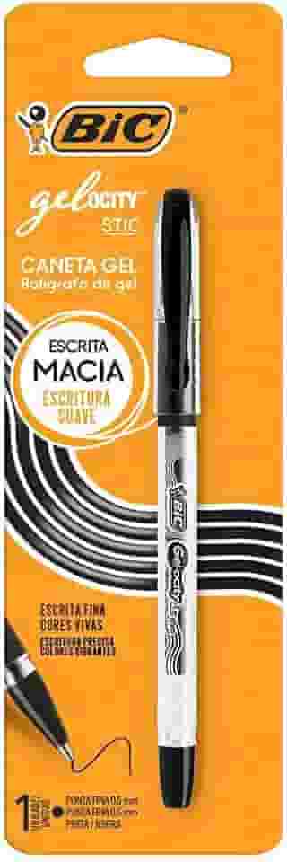 BIC, Caneta em Gel, Gelocity, Ponta Fina, Preto, 1 Unidade