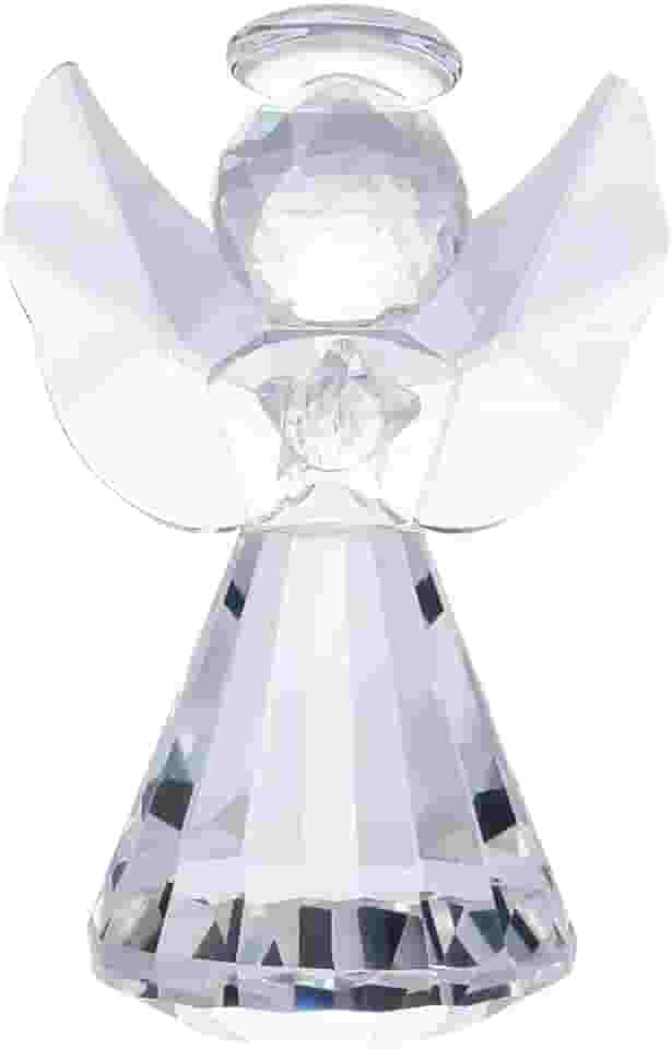 Mini Estátua Anjo Guardião Cristal 8 cm – Escultura Decorativa Premium, Proteção Espiritual e Presente Memorável para Casa, Escritório e Datas Especiais