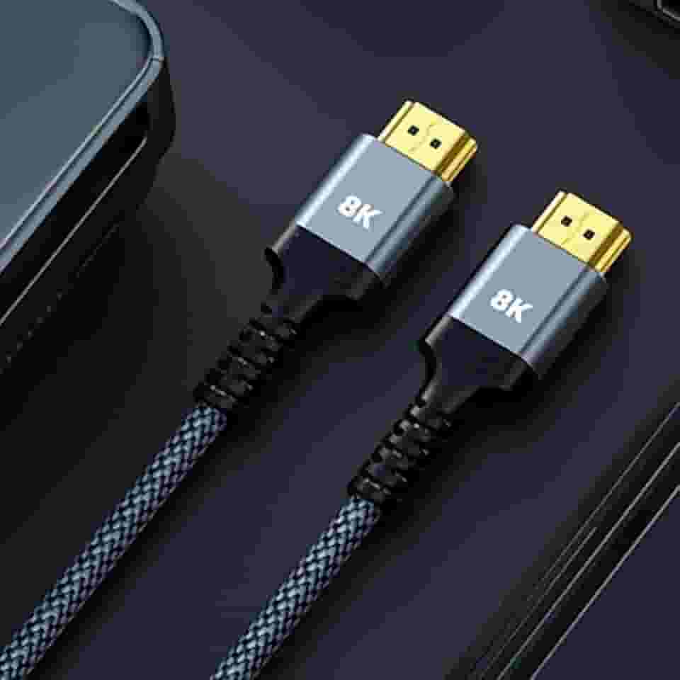 Cabo HDMI longo 8K@60 de 1,5 m, cabo HDMI para jogos de alta velocidade 2.1 de 48 Gbps, nylon trançado e conectores dourados para TV/laptop/monitor/PS-5/X-box/projetor/entretenimento/sistema de som e