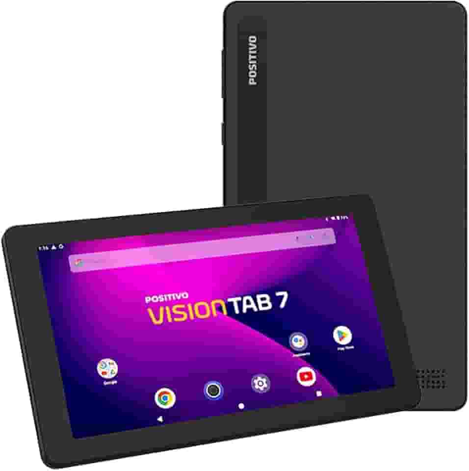 Tablet Positivo Vision TAB 7 - Processador Octa-Core 3GB RAM 64GB Armazenamento, Tela 7' IPS, Bateria 3100mAh, Android 14 Go, Wi-fi - Preto