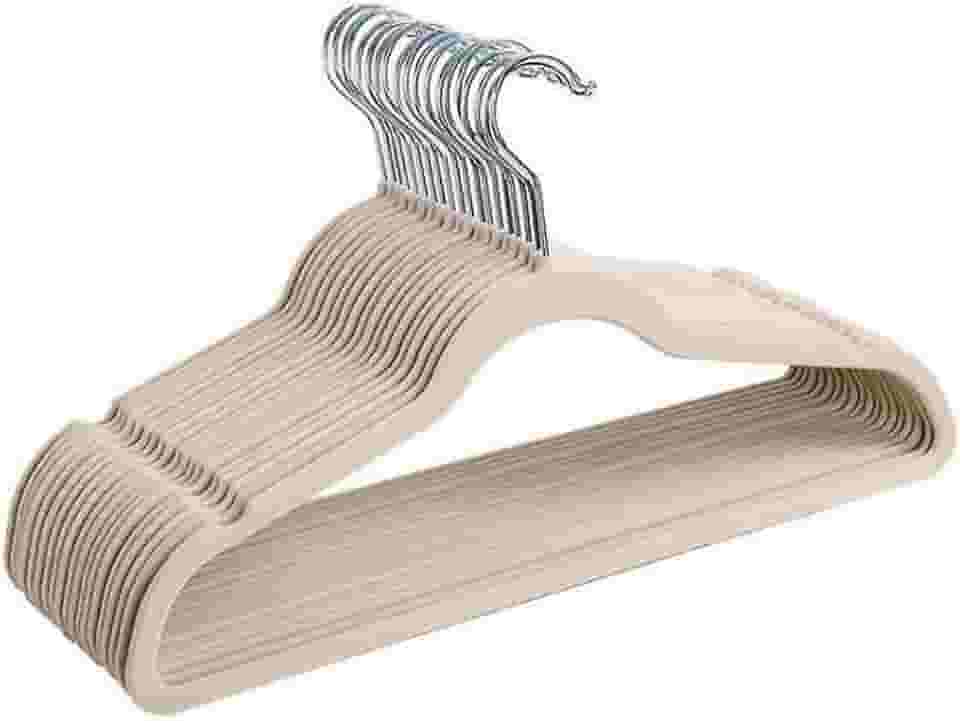 Kit 30 Cabides de Veludo Antideslizante Adulto 360° Bege