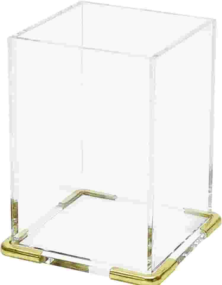 Pbf Suporte de caneta de acrílico transparente para mesa | Suporte de lápis transparente | Suporte de pincel de maquiagem de acrílico para penteadeira | Organizador de canetas | Suporte de marcador de