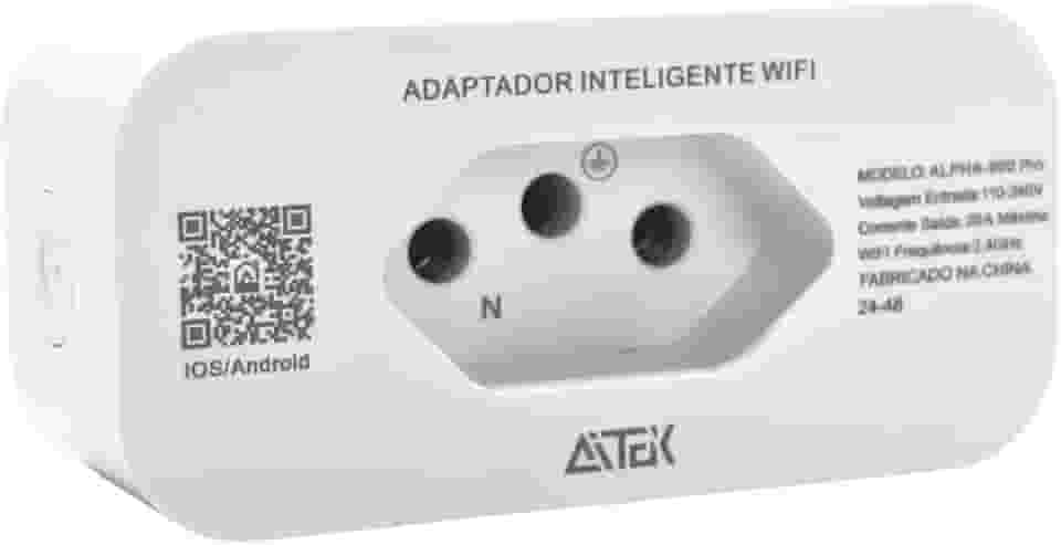 Tomada Residencial Inteligente WiFi Controle por App/Voz Medidor de Energia Smart Plug 20A Bivolt Automação com Design Seguro