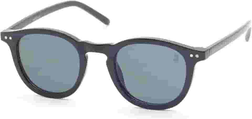 Óculos de Sol Polo London Club REDONDO, Unissex, Casual com Proteção UVA/UVB kit contém Case Couro ECO, VA5097 PRETO