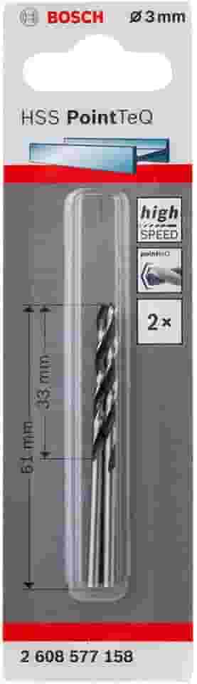 Bosch Broca para Metal Aço Rápido HSS-PointTeQ 3,0mm 2 peças
