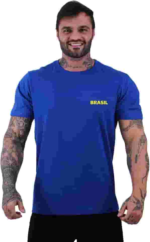Camiseta Tradicional Masculina Básica Brasil Numero 10 Bandeira MXD Conceito
