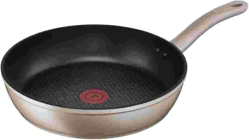 Frigideira 28cm Tefal Sensations Champagne Feita com Alumínio forjado, Base de indução, Alta espessura e Revestimento Antiaderente Titamium