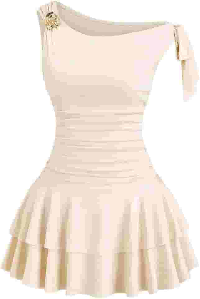 Vestido feminino com ombro de fora com ombro de fora, floral, sem mangas, bainha em camadas, vestido para sair