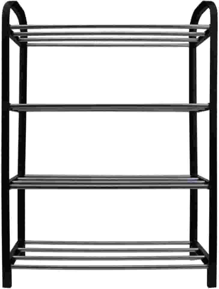 Sapateira Plástico com Metal 4 Divisórias Desmontável (Preto)