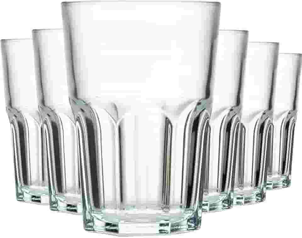 Kit de Copos de Vidro Sydney 350ml – Jogo com 6 ou 12 Peças, Design Robusto e Elegante, Vidro Reforçado 4mm para Drinks, Sucos e Whisky