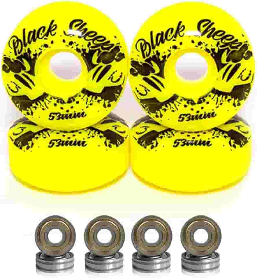 Rodas de Skate 53mm Amarela Dureza 95A com Rolamentos ABEC-5