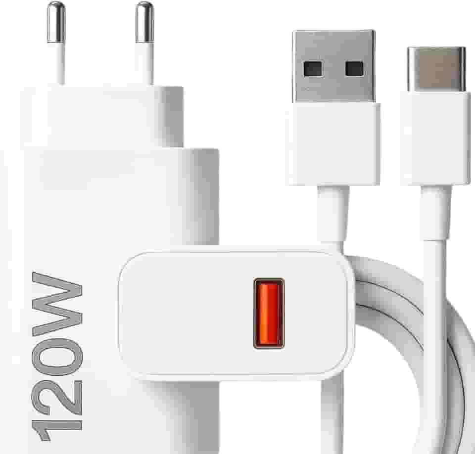 Carregador Super Turbo 120W Tipo C (USB-A) + Cabo USB-C de 1m, Compatível com Iphone,Android, Tablets, Notebooks Ultra Rapido Premium