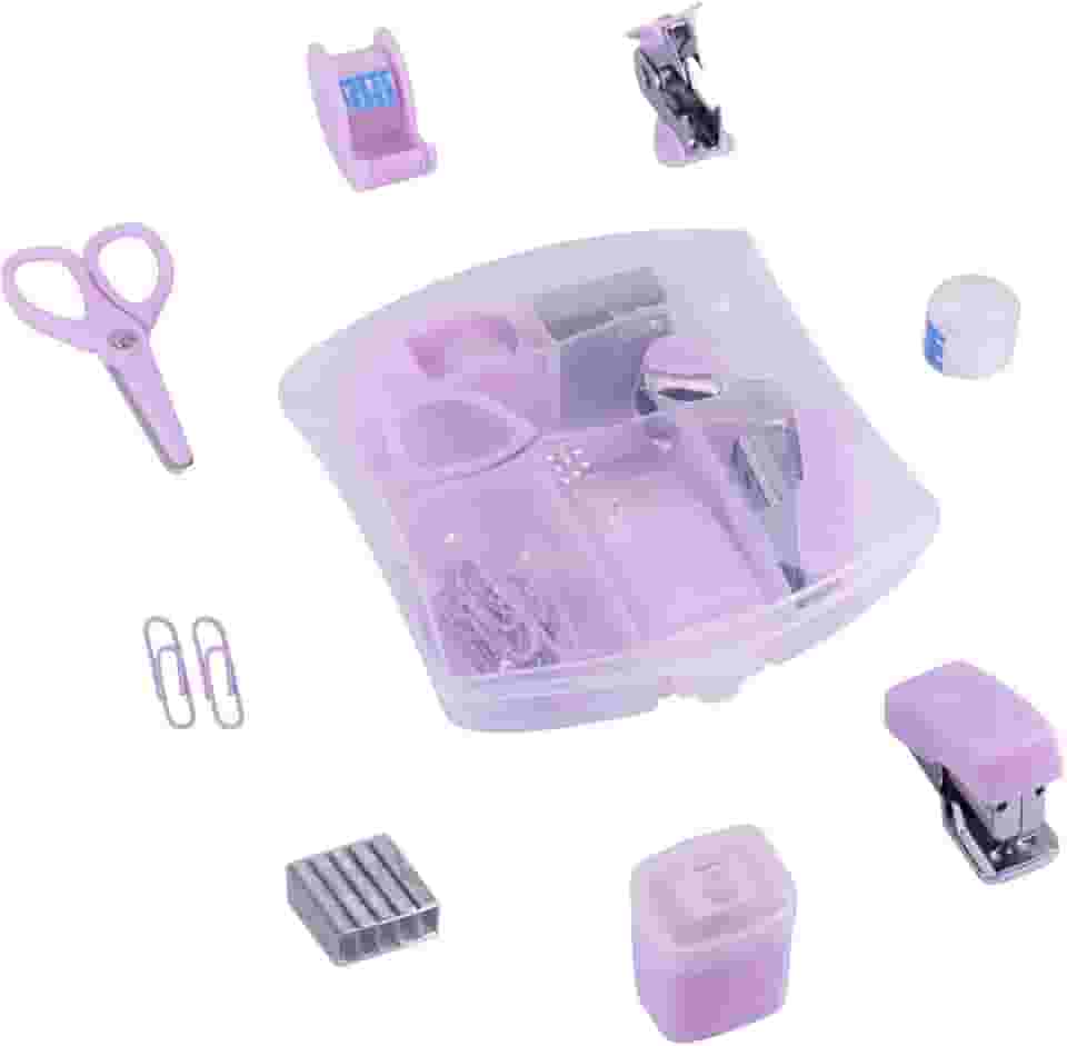 1 conjunto de mini kits de suprimentos de grampeador, inclui mini grampeador, tesoura, removedor de grampeadores, grampos