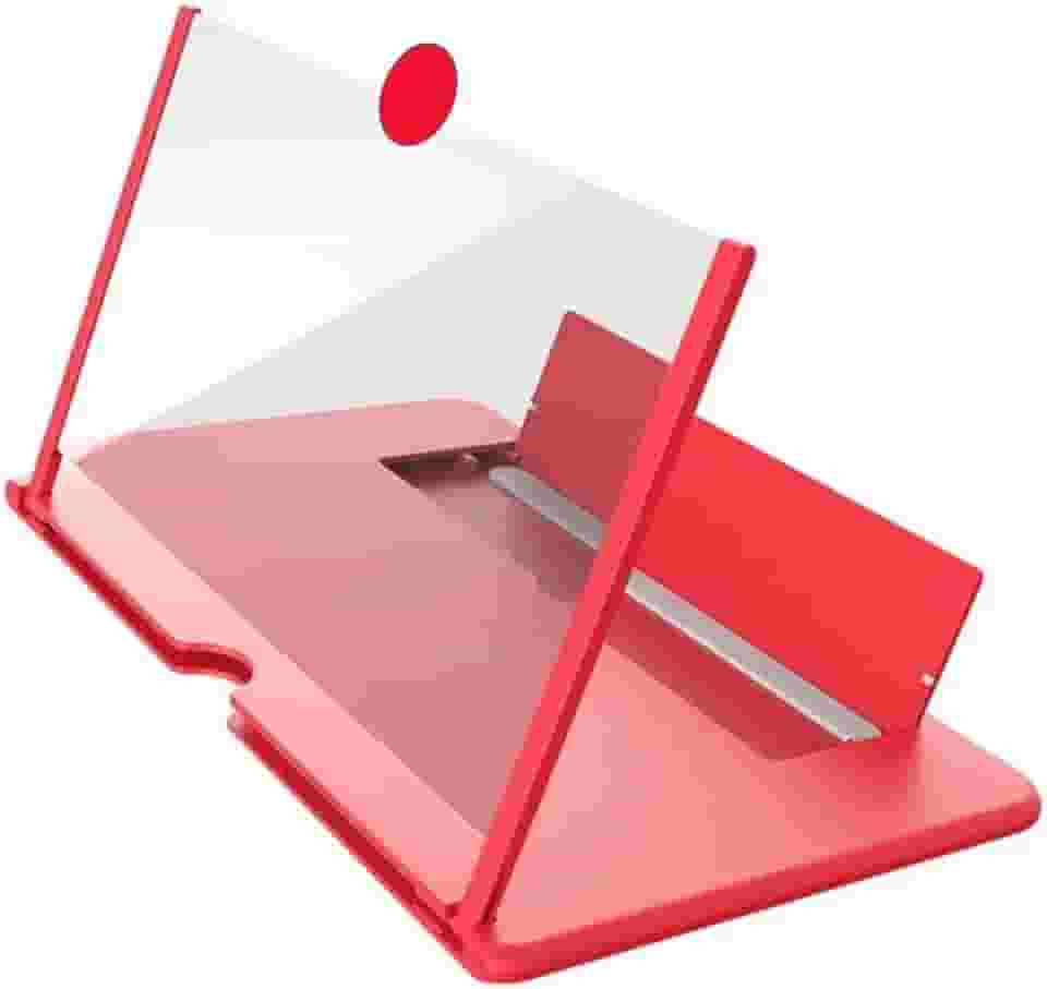 Ampliador de Tela 12 Polegadas para Celular Suporte Dobrável com Proteção Ocular Compatível até 7' Cores (Branco e Vermelho)