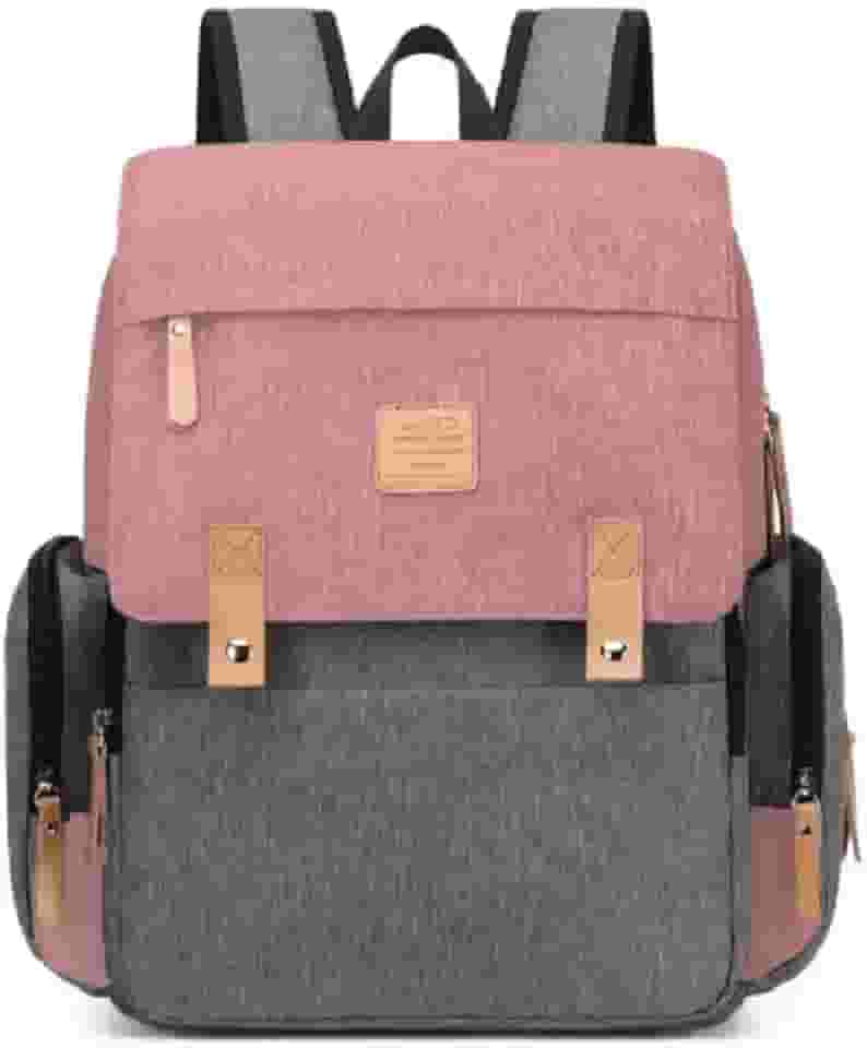 Bolsa Mochila Maternity Land modelo Luxury Premium Rosa com Cinza