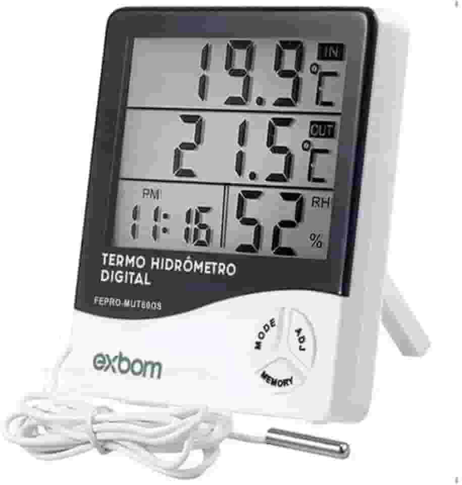 Termômetro Digital E Higrômetro Para Medição De Temperatura e Umidade Do Ar Máxima/Minima Com Relógio Digital Para Freezer Geladeira Aquario Chocadeira Empresarial Cabo Linha de Qualidade Premium