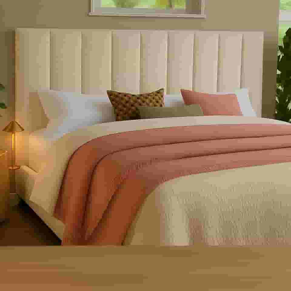 Cabeceira Modular Para Cama King – Estofada Com Fita Dupla Face De Fixação Sem Furos Na Parede (Off White)